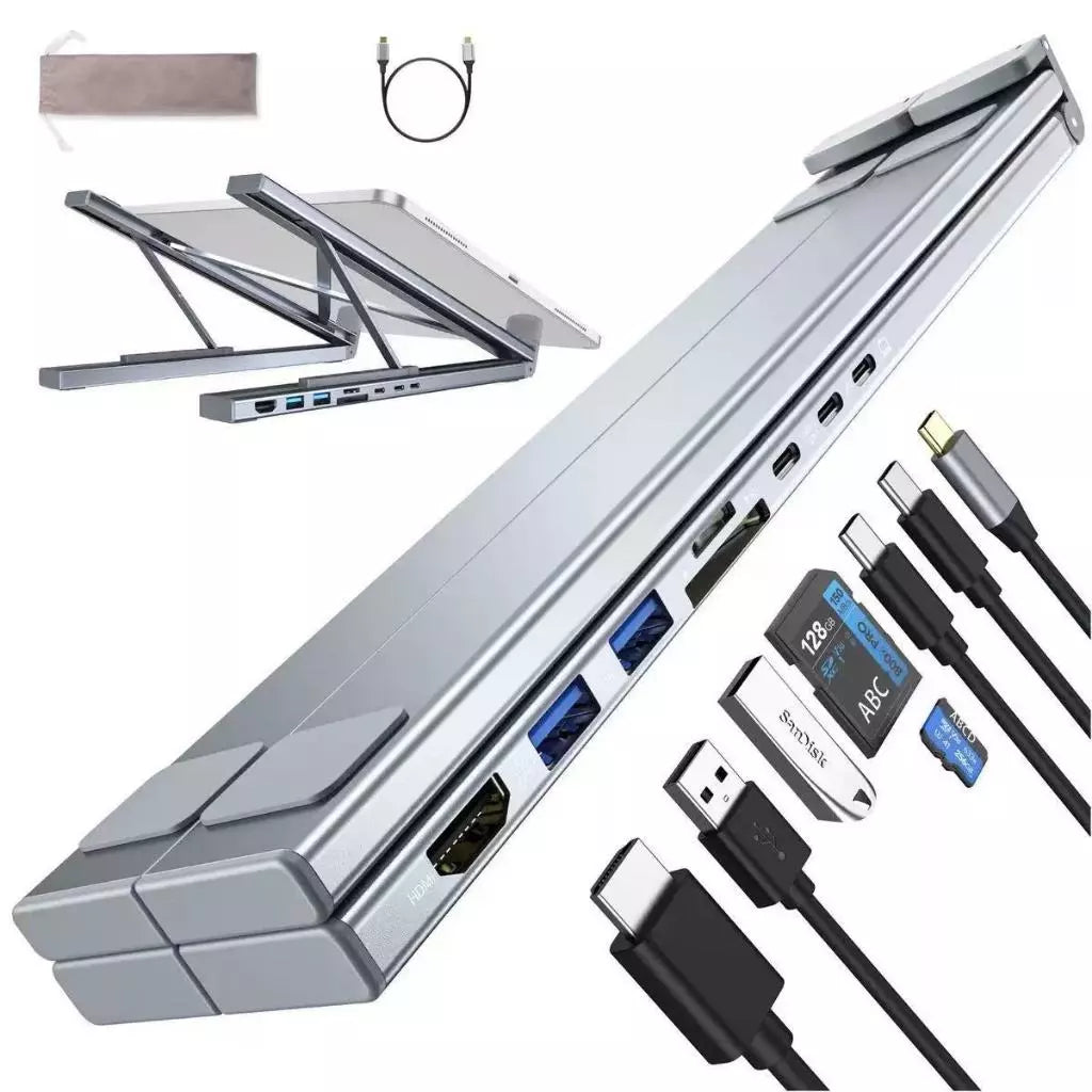 8 In 1 Foldable Laptop Docking Station Stand