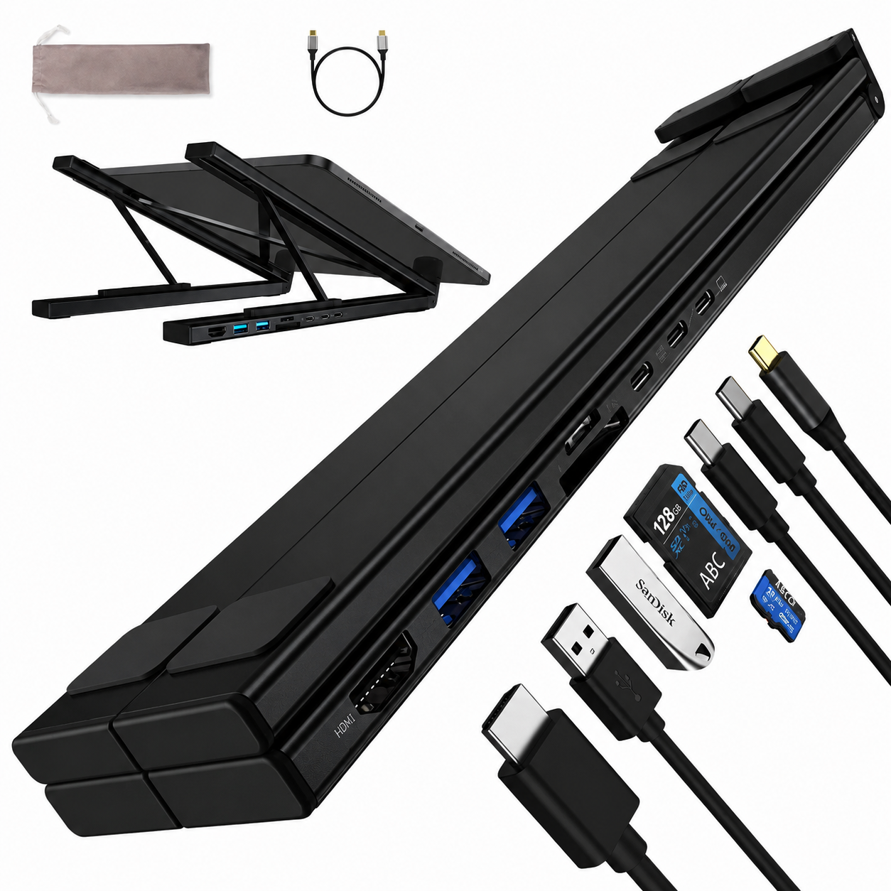 8 In 1 Foldable Laptop Docking Station Stand