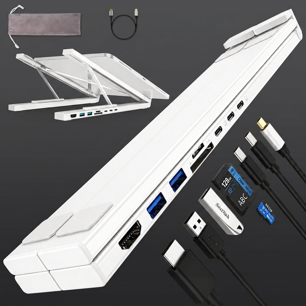 8 In 1 Foldable Laptop Docking Station Stand